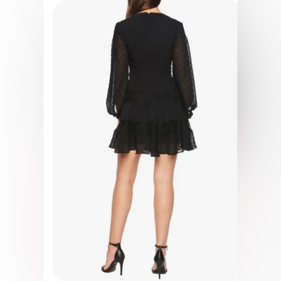 Bardot Mae Mesh Lace & Swiss Dot Long Sleeve Fit & Flare Mini Dress - Picture 7 of 8